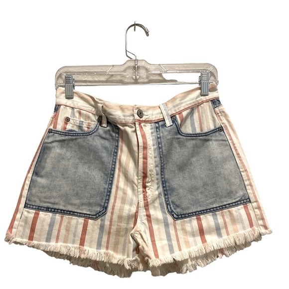 American Eagle Outfitters Pants - American Eagle Mom Short Patch Pocket Colorful Striped High Rise Cut Off Size 8